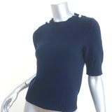Chanel Pearl Pin-Embellished Cashmere Sweater Navy Size 36 Short Sleeve Top