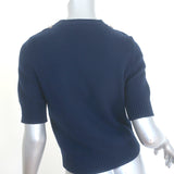 Chanel Pearl Pin-Embellished Cashmere Sweater Navy Size 36 Short Sleeve Top