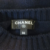 Chanel Pearl Pin-Embellished Cashmere Sweater Navy Size 36 Short Sleeve Top