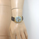 Vintage 1950s Bulova Accutron Day Date 14k Gold Watch with Brown Leather Band