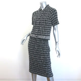 Christian Dior Houndstooth Tweed Skirt Suit Black/White Cotton-Blend Size US 2/4