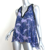 Giambattista Valli Trapeze Tank Top Navy/Purple Floral Print Chiffon Size 38