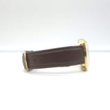 Vintage 1950s Bulova Accutron Day Date 14k Gold Watch with Brown Leather Band