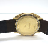 Vintage 1950s Bulova Accutron Day Date 14k Gold Watch with Brown Leather Band