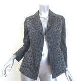 Christian Dior Mizza Bar Jacket Charcoal Leopard Print Silk Taffeta Size US 6