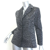 Christian Dior Mizza Bar Jacket Charcoal Leopard Print Silk Taffeta Size US 6