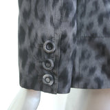 Christian Dior Mizza Bar Jacket Charcoal Leopard Print Silk Taffeta Size US 6