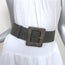 Yves Saint Laurent Wide Waist Belt Pewter Metallic Leather Size 75 US 30