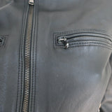 R13 Cafe Racer Cropped Leather Jacket Black Size Large
