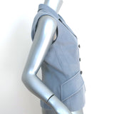 Christian Dior Double Breasted Vest Blue Tasar Silk Size 38