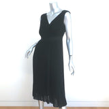 Christian Dior Pleated Knit Midi Dress Black Wool-Silk Size 38