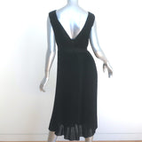 Christian Dior Pleated Knit Midi Dress Black Wool-Silk Size 38