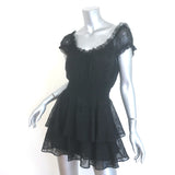 Alice + Olivia Gracie Ruffled Eyelet-Embroidered Romper Black Size 4 NEW