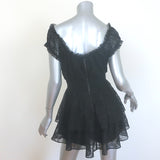 Alice + Olivia Gracie Ruffled Eyelet-Embroidered Romper Black Size 4 NEW