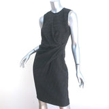 Lanvin Pleated-Side Dress Black Dotted Stretch Jersey Size 38 Sleeveless Sheath