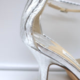 Jimmy Choo Twisted Strap Platform Sandals Silver Snakeskin Size 38.5