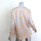 St. John Turtleneck Sweater Beige/Gray Floral Shadow Jacquard Knit Size Large