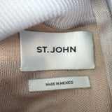 St. John Turtleneck Sweater Beige/Gray Floral Shadow Jacquard Knit Size Large