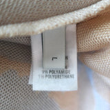 St. John Turtleneck Sweater Beige/Gray Floral Shadow Jacquard Knit Size Large