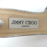 Jimmy Choo Twisted Strap Platform Sandals Silver Snakeskin Size 38.5