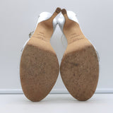 Jimmy Choo Twisted Strap Platform Sandals Silver Snakeskin Size 38.5