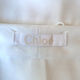 Chloe V-Neck Blouse Milk Crepe Size 40 Short Sleeve Top