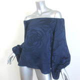 Silvia Tcherassi Stephanie Blouse Navy Jacquard Size Small Blouson Sleeve Top
