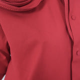 Valentino Rosette Collared Shirt Red Stretch Cotton Size 42 Long Sleeve Top