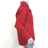 Valentino Rosette Collared Shirt Red Stretch Cotton Size 42 Long Sleeve Top