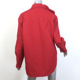 Valentino Rosette Collared Shirt Red Stretch Cotton Size 42 Long Sleeve Top