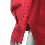 Valentino Rosette Collared Shirt Red Stretch Cotton Size 42 Long Sleeve Top