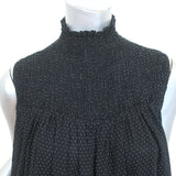 FRAME Smocked Sleeveless Blouse Black & White Polka Dot Silk Size Small