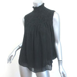 FRAME Smocked Sleeveless Blouse Black & White Polka Dot Silk Size Small