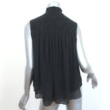FRAME Smocked Sleeveless Blouse Black & White Polka Dot Silk Size Small