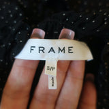 FRAME Smocked Sleeveless Blouse Black & White Polka Dot Silk Size Small