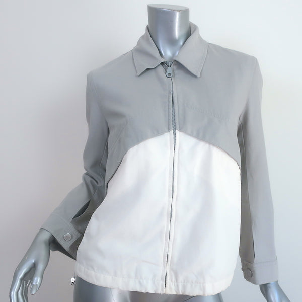 Chanel Identification 01P Colorblock Zip-Up Jacket Gray & White 