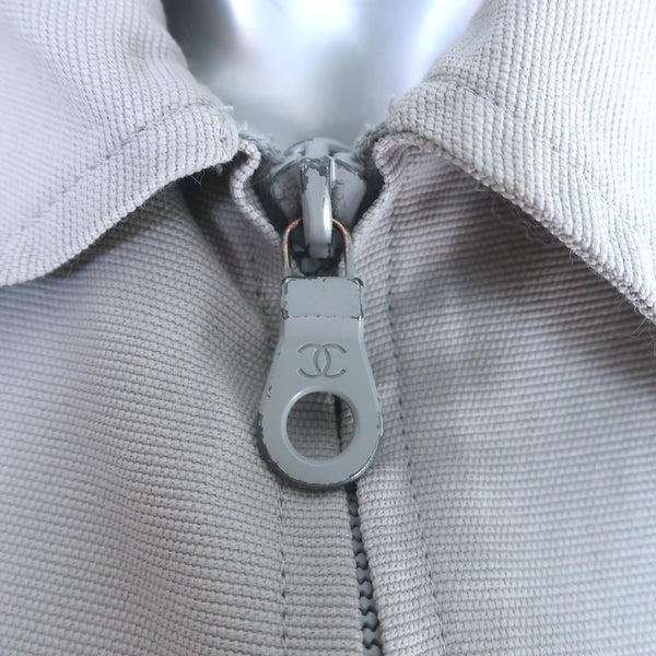 Chanel Identification 01P Colorblock Zip-Up Jacket Gray & White 