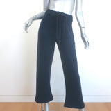 Alo Yoga navy cashmere V-neck sweater and flared pants set, pre-owned, gently worn luxury loungewear