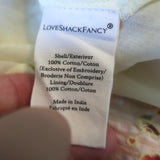 LoveShackFancy Reggie Midi Dress Yellow Floral Print Embroidered Cotton Size 0