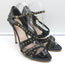 Miu Miu Studded Crisscross Sandals Black Crackled Leather Size 41 Open Toe Heels