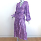 Rotate Birger Christensen Sirin Sequined Long Sleeve Midi Dress Purple Size US 6