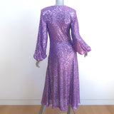 Rotate Birger Christensen Sirin Sequined Long Sleeve Midi Dress Purple Size US 6