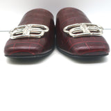 Balenciaga Cosy BB mules in burgundy croc-embossed leather, authentic pre-owned luxury, gently worn size 36
