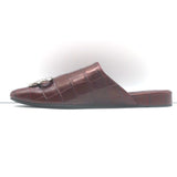 Balenciaga Cosy BB mules in burgundy croc-embossed leather, pre-owned luxury piece, gently worn, size 36