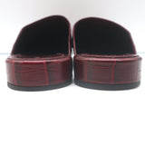 Balenciaga Cosy BB mules in burgundy croc-embossed leather, pre-owned luxury flats, gently worn, size 36