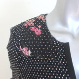 St. John Evening Crystal-Embellished Metallic Dotted Skirt Suit Black Size 8