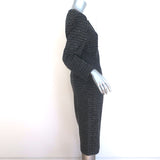 St. John Evening Crystal-Embellished Metallic Dotted Skirt Suit Black Size 8
