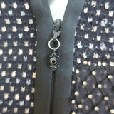 St. John Evening Crystal-Embellished Metallic Dotted Skirt Suit Black Size 8