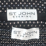 St. John Evening Crystal-Embellished Metallic Dotted Skirt Suit Black Size 8