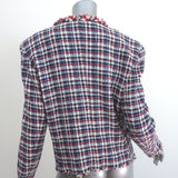 Isabel Marant Etoile Fringed Tweed Jacket Nawell White/Navy Cotton-Blend Size 44